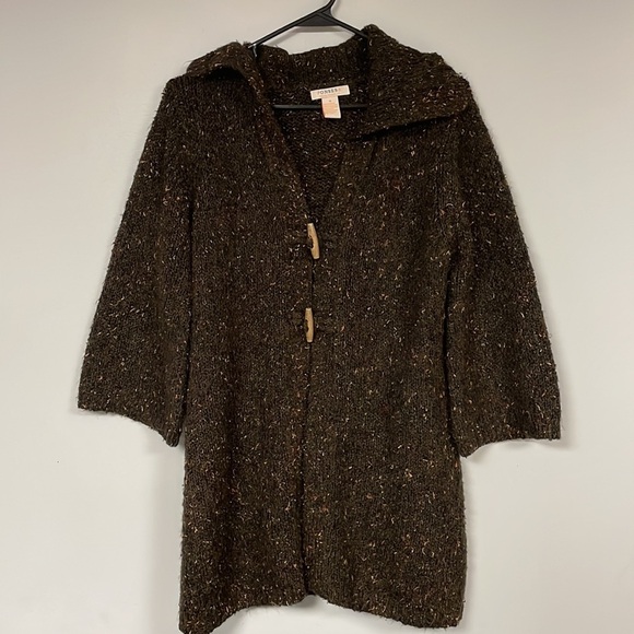 Ponsesa Cardigan Women’s M Knit Toggle Boho Hippie Long  multi- color Brown, MED - Picture 1 of 9